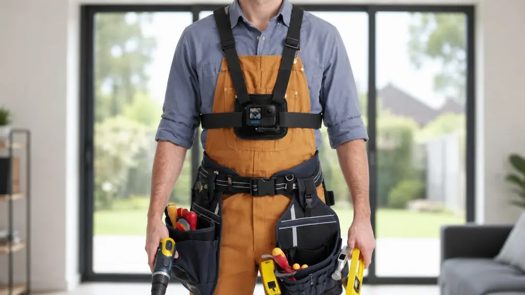 Worker wearing a bodycam on-site